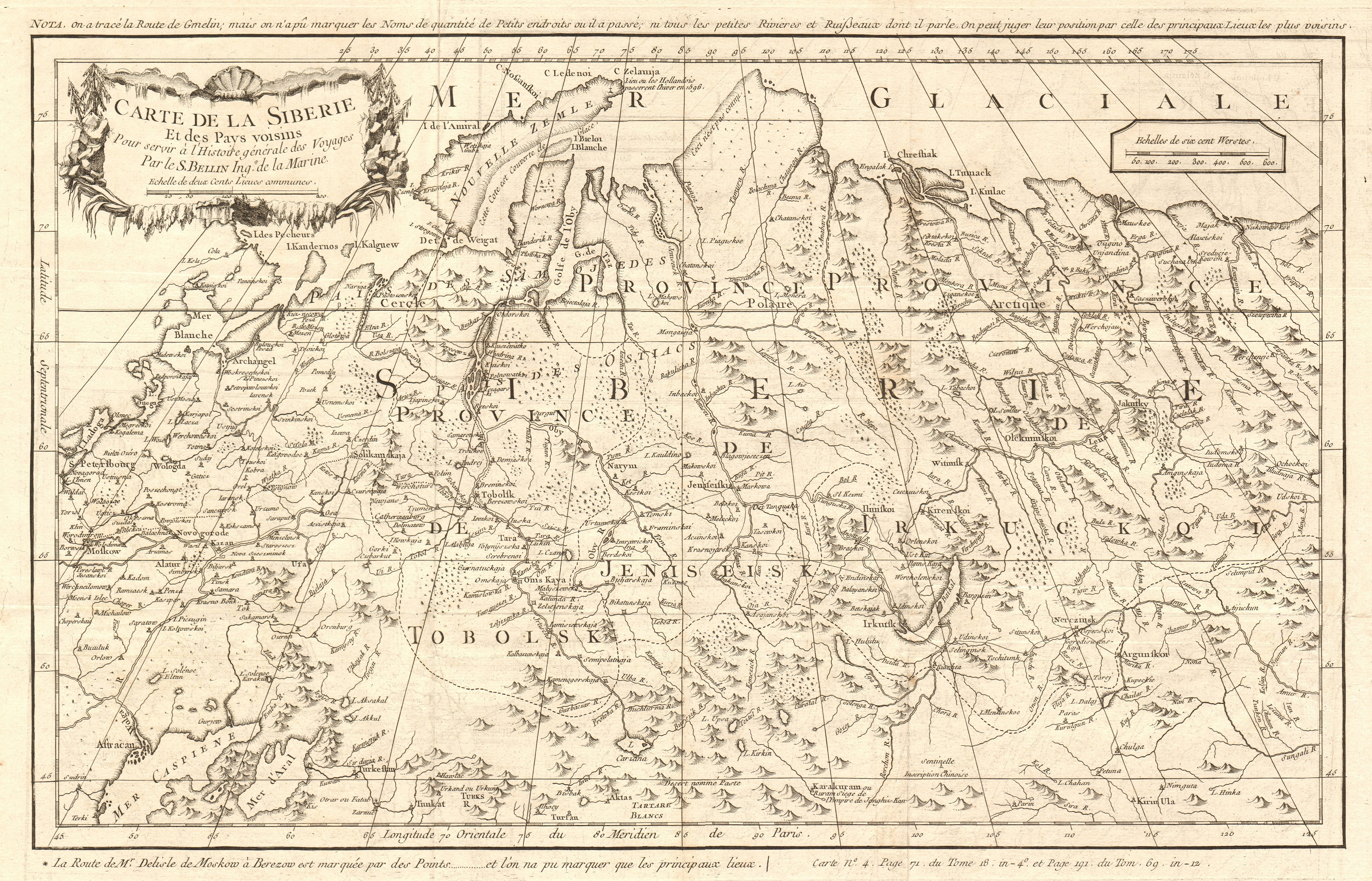 Associate Product 'Carte de la Sibérie et des pays voisins'. Siberia. Russia. BELLIN 1768 map