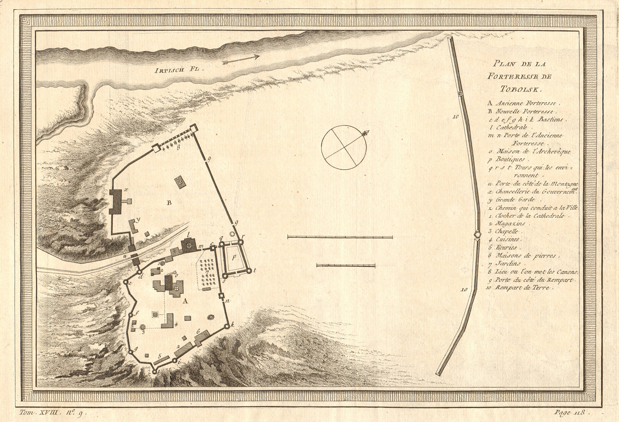 'Plan de la Forteresse de Tobolsk'. Fortress or Kremlin. BELLIN 1768 old map