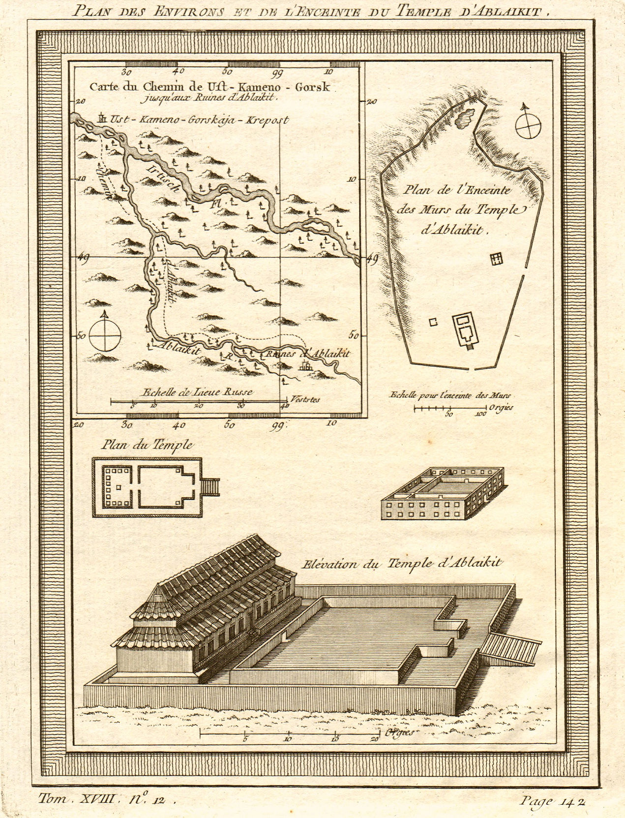 Associate Product Environs & Temple of Ablaykit, Kazakhstan. Ablakit. BELLIN 1768 old map
