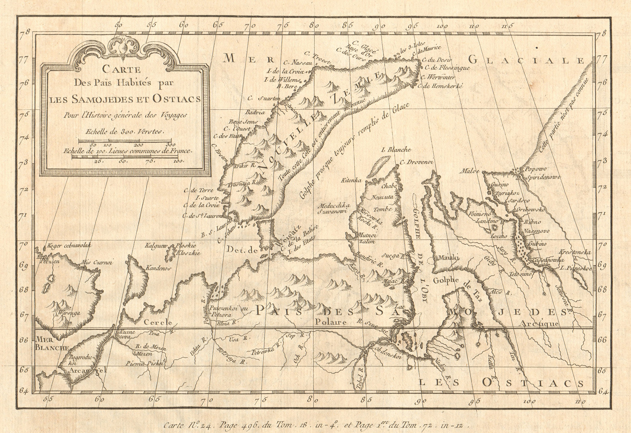 Associate Product 'Païs Habités par les Samojedes & Ostiacs' Novaya Zemlya Siberia BELLIN 1768 map