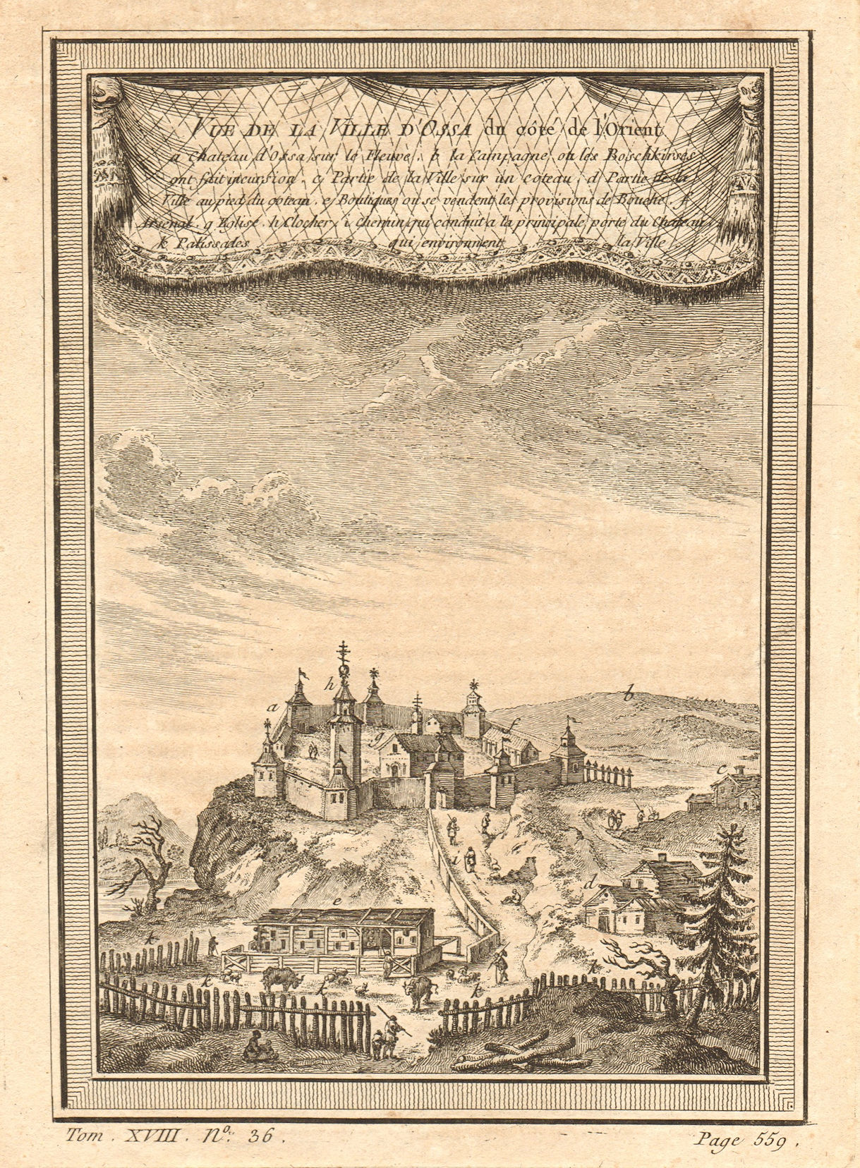 Associate Product View of the town of Osa, Perm Krai, from the east side. Siberia, Russia 1768