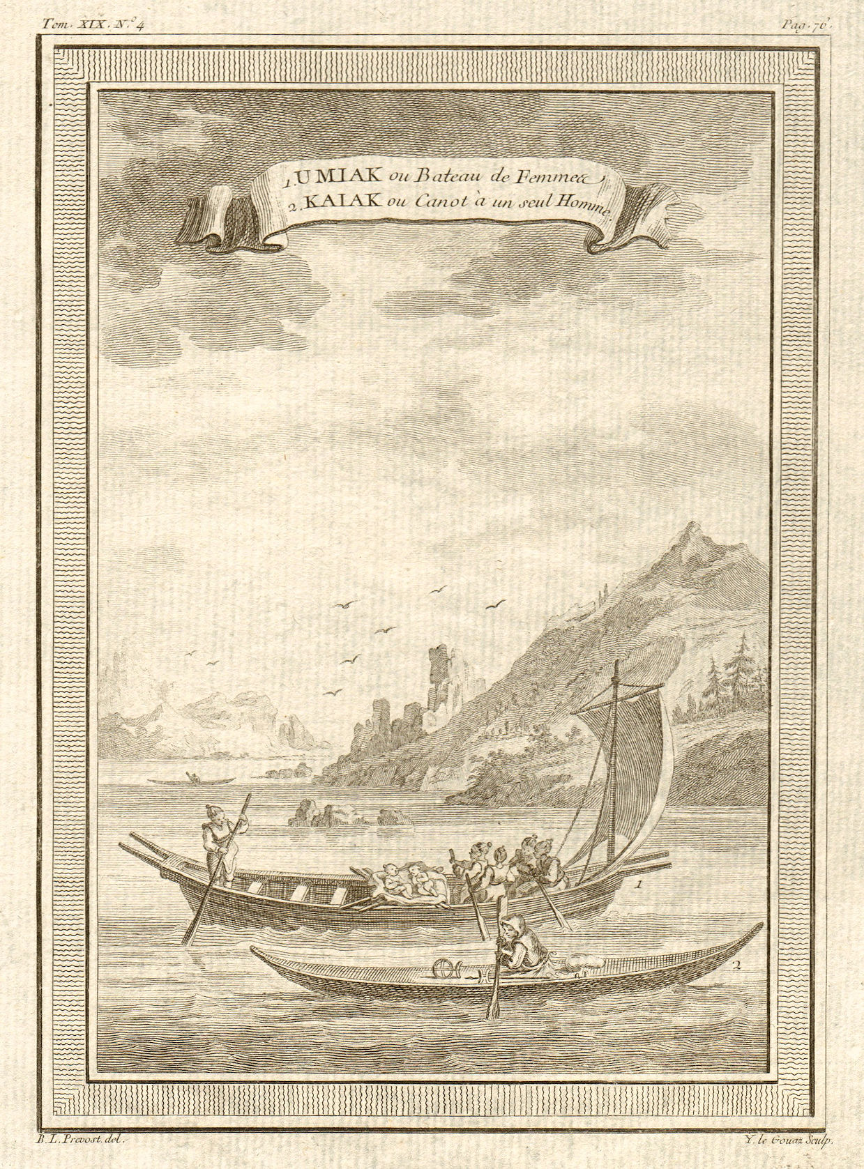 Associate Product Umiak ou Bateau de Femmes. Kaiak ou Canot à un seul Homme. Kayak. Greenland 1770