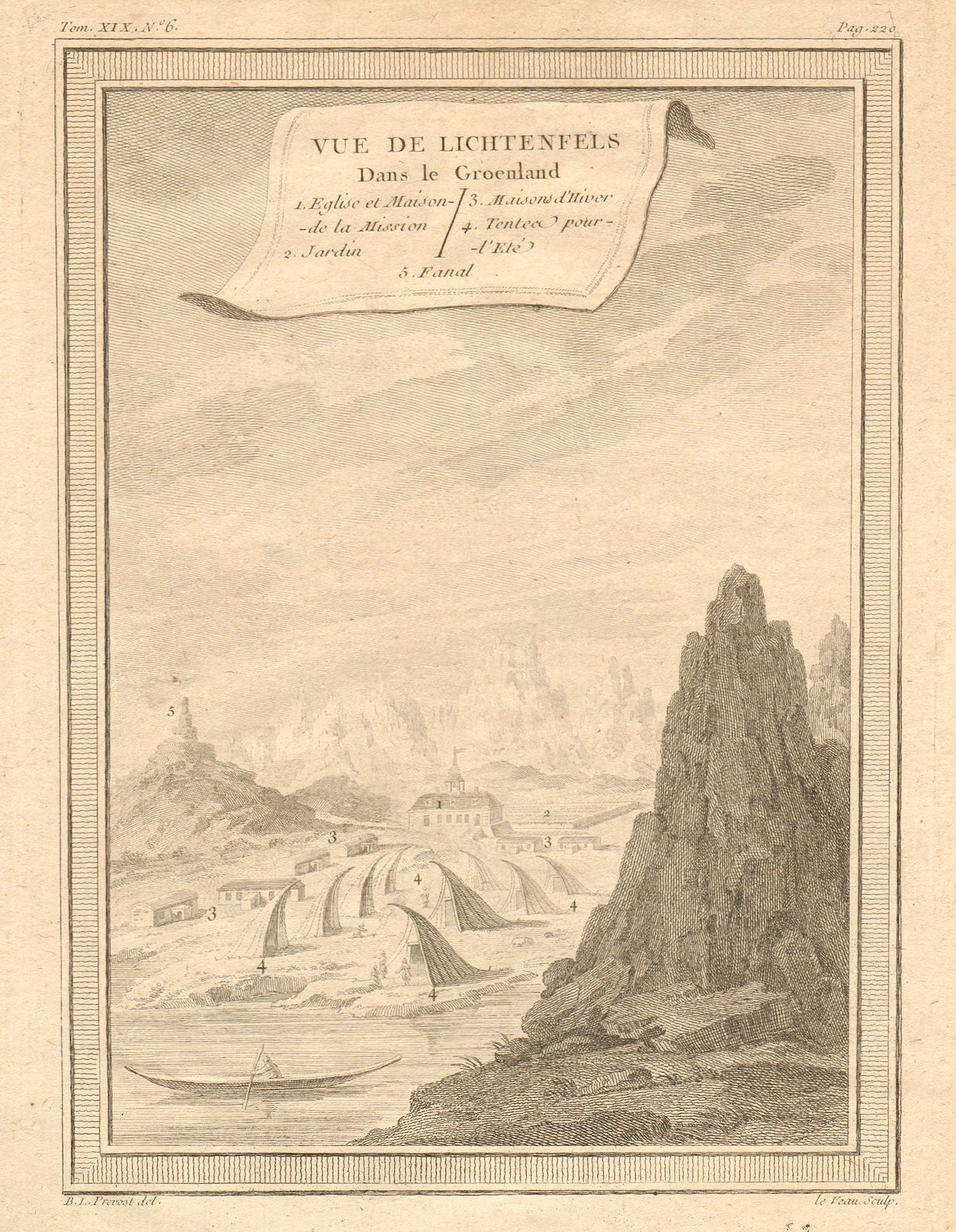 Associate Product 'Vue de Lichtenfels dans le Groenland'. View of Akunnat, Greenland 1770 print