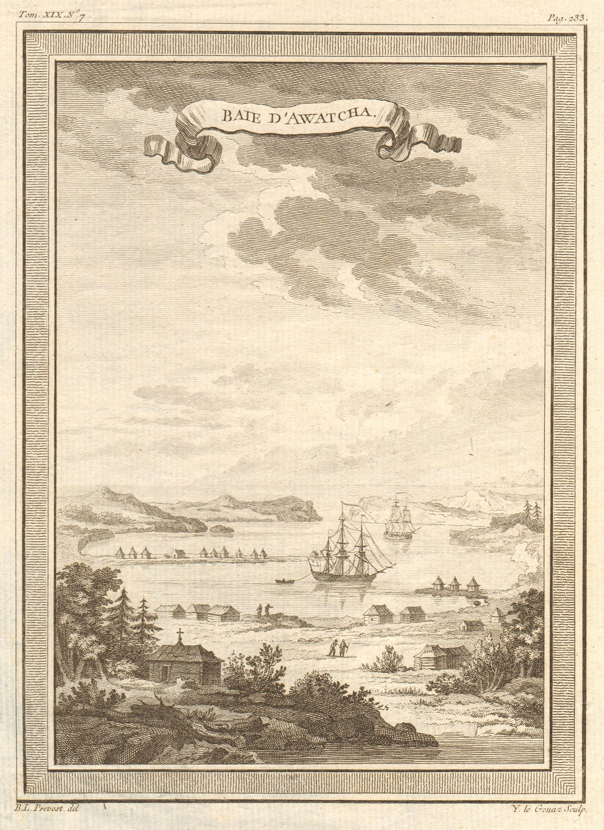 Associate Product 'Baie d'Awatcha'. Avacha Bay, Kamchatka Peninsula. Tall ships. Russia 1770