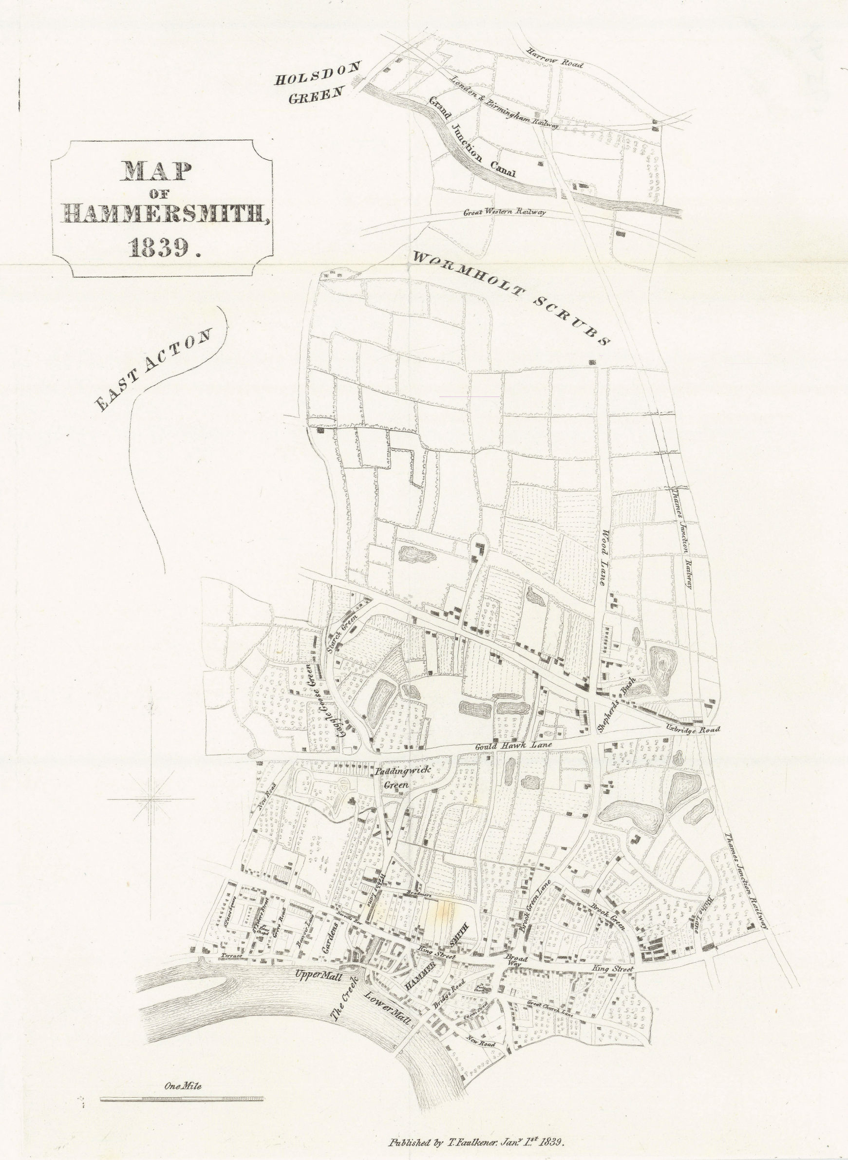 Associate Product HAMMERSMITH PARISH. Shepherds Bush. Brook Green. Chiswick. FAULKNER 1839 map