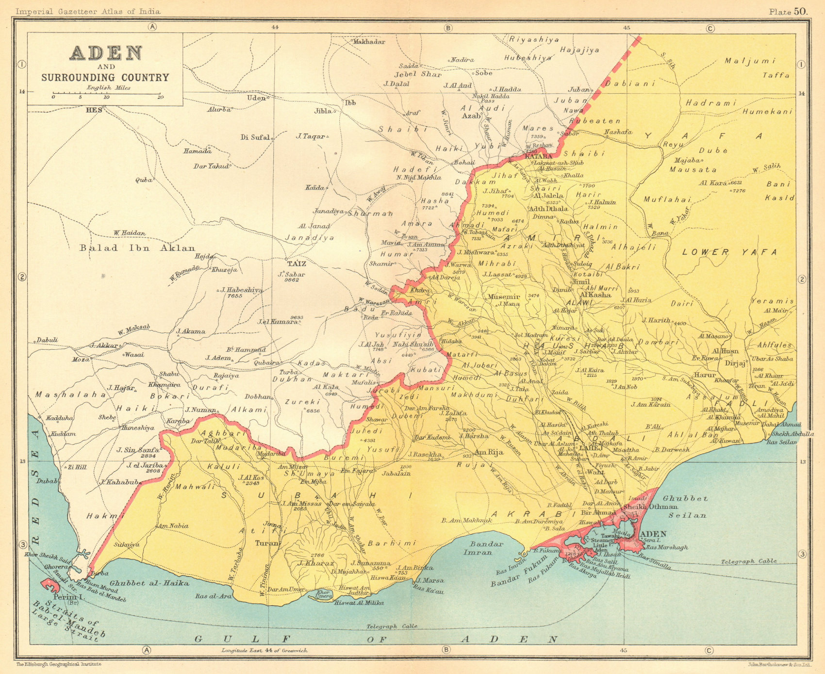 Associate Product British Aden. Southern Yemen. Lahij Abyan 1931 old vintage map plan chart