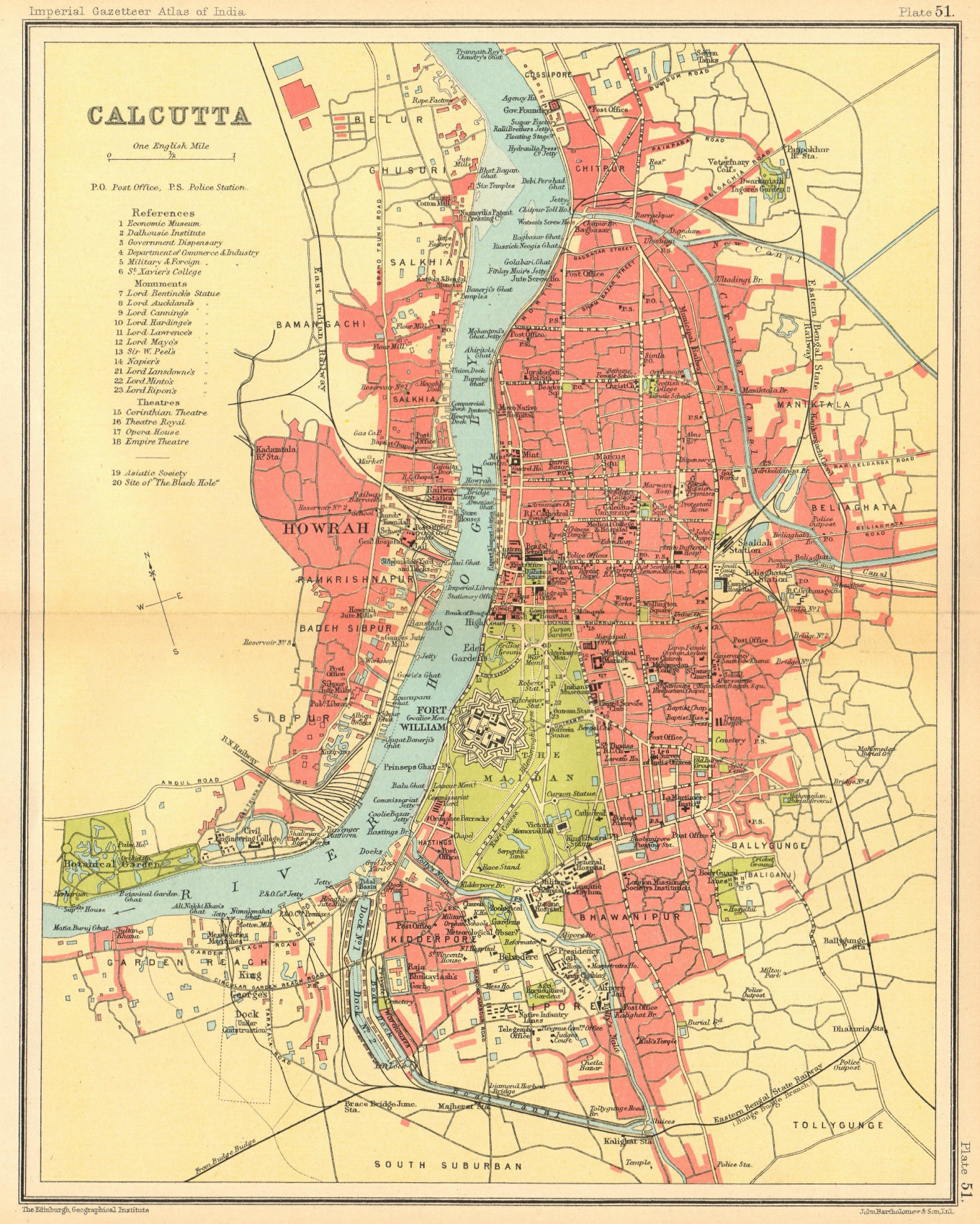 Associate Product Calcutta / Kolkata town city plan. Fort William. British India 1931 old map