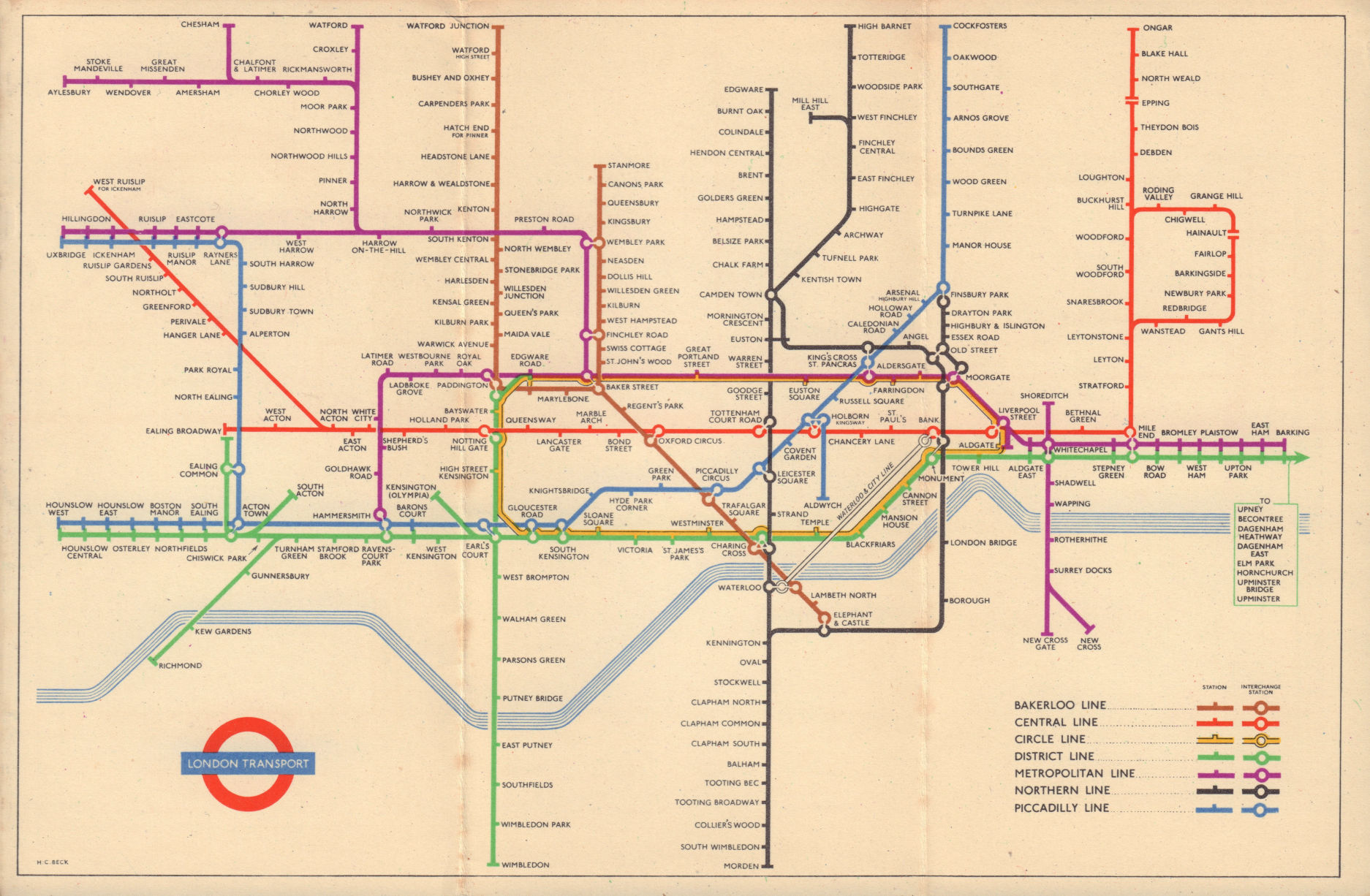 Associate Product LONDON UNDERGROUND tube map plan. Epping - Ongar. South Acton. HARRY BECK 1951