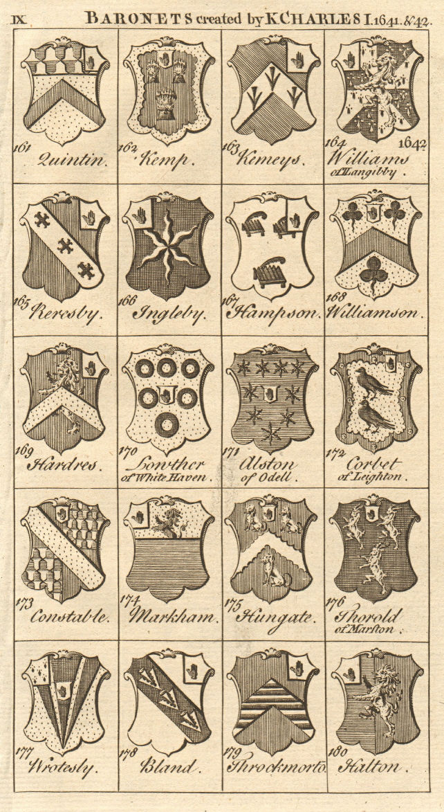 Associate Product Charles I Baronets 1641-2 Kemp Kemeys Hardres Alston Corbet Bland Halton… 1751