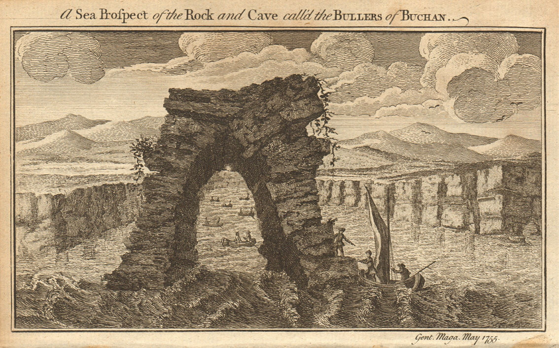Associate Product A sea prospect of the rock and cave called the Bullers of Buchan. Scotland 1755