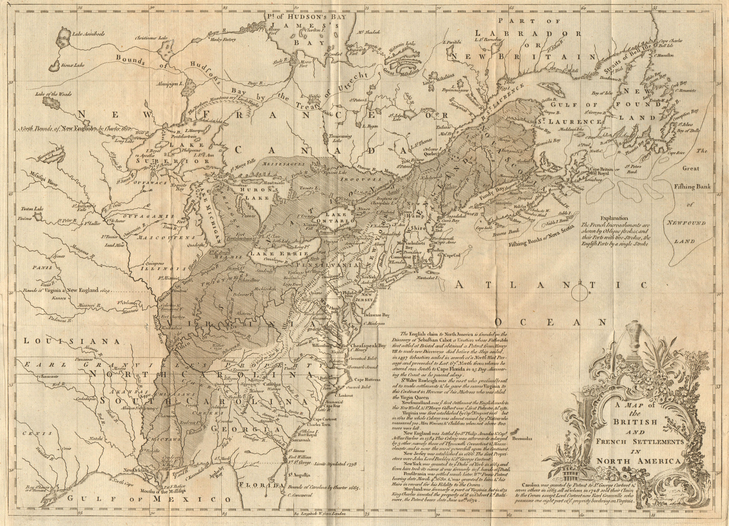 A map of the British and French Settlements in North America. LODGE 1755