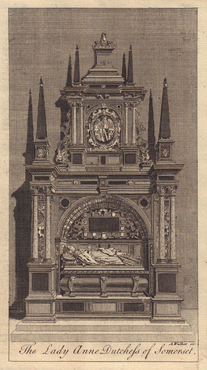 Tomb of Lady Anne Seymour, Duchess of Somerset. Westminster Abbey 1756 print