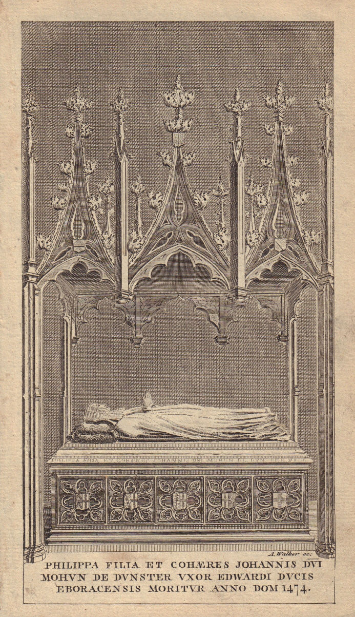 Tomb of Philippa de Mohun, Duchess of York. Westminster Abbey. London 1757