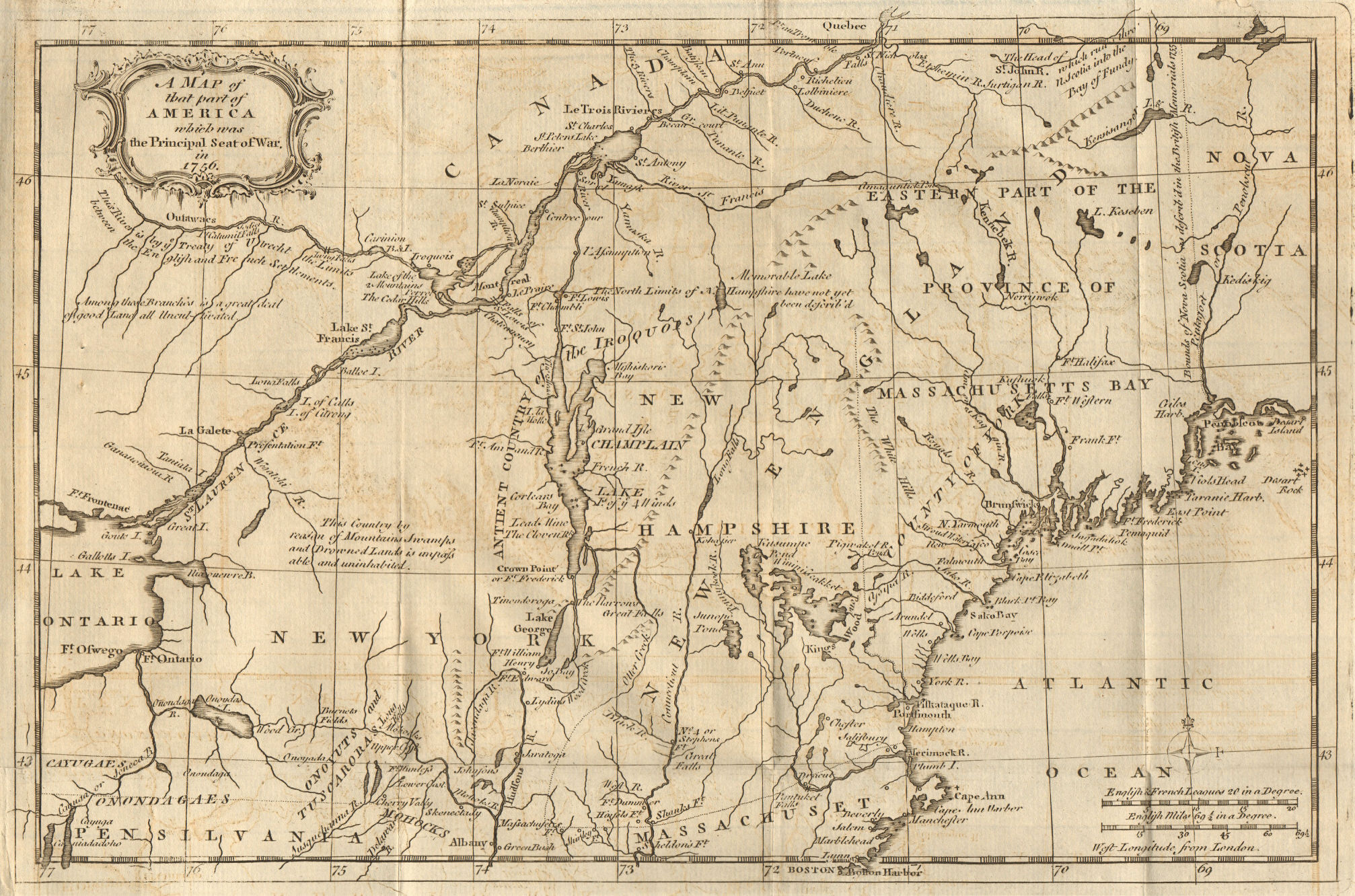 That part of America which was… New England NY St Lawrence. GENTS MAG 1757 map