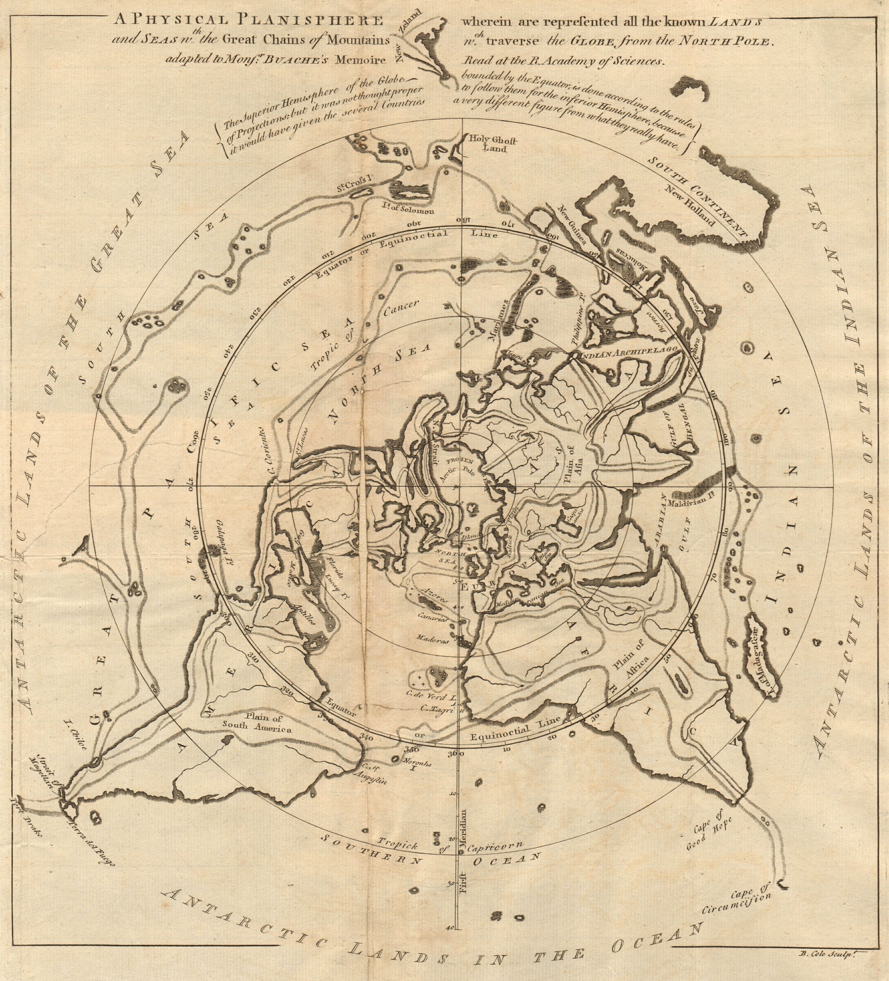 A physical planisphere wherein are represented all the known lands COLE 1757 map