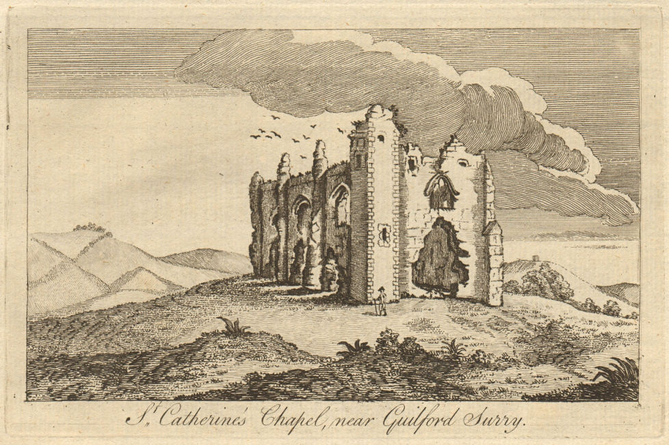 Associate Product St Catherine's Hill & chapel, Guildford. Surrey 1774 old antique print picture