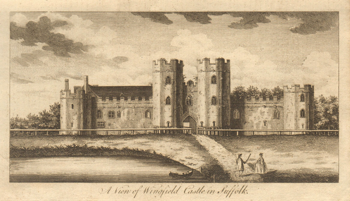 A view of Wingfield Castle in Suffolk 1775 old antique vintage print picture