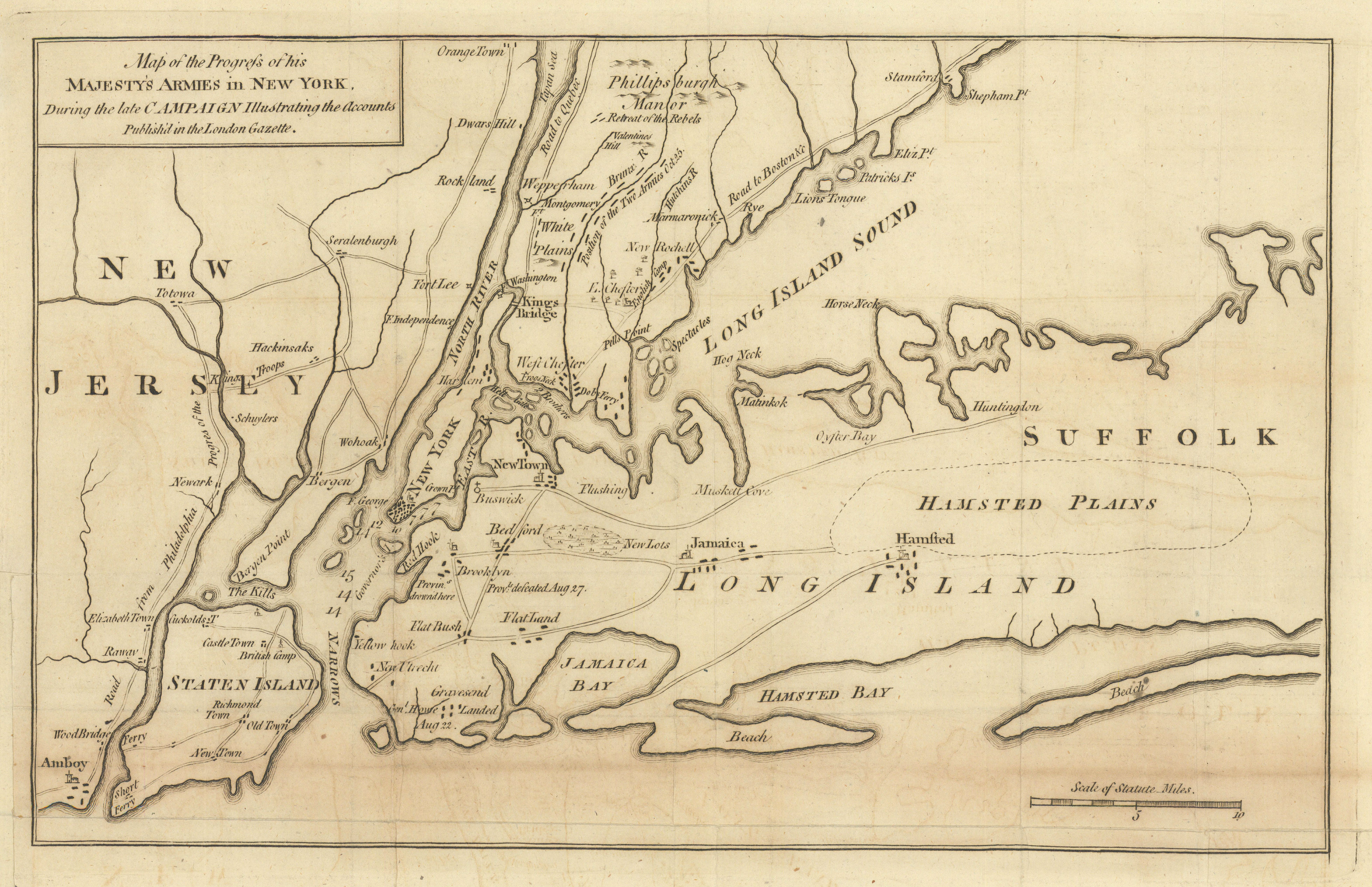 Map of the progress of His Majesty's armies in New York. GENTS MAG 1776