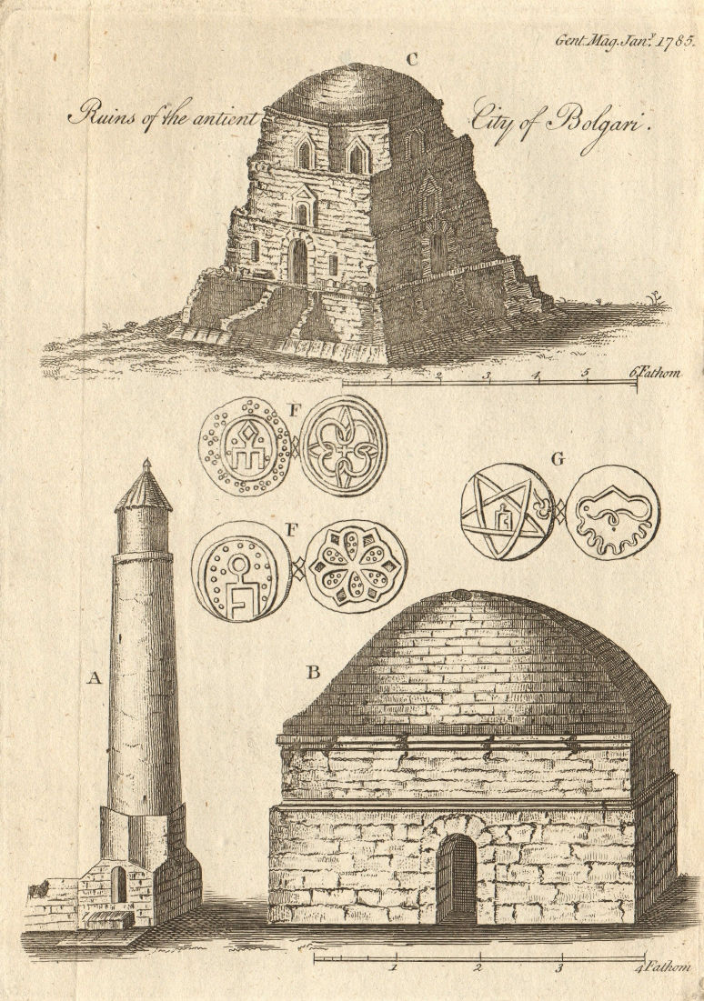 Associate Product Ruins of the ancient city of Bolgari. Arabic & Kufan coins. Bolghar. Russia 1785