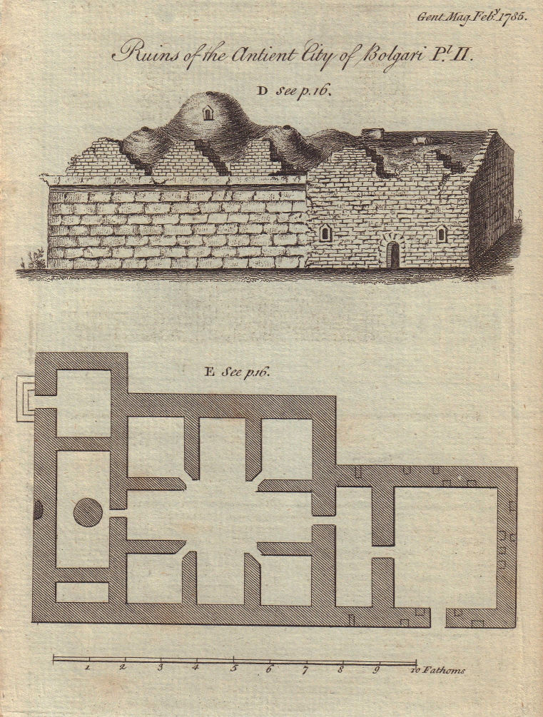Associate Product Ruins of the ancient city of Bolgari. Plate II. Bolghar. Russia 1785 old print