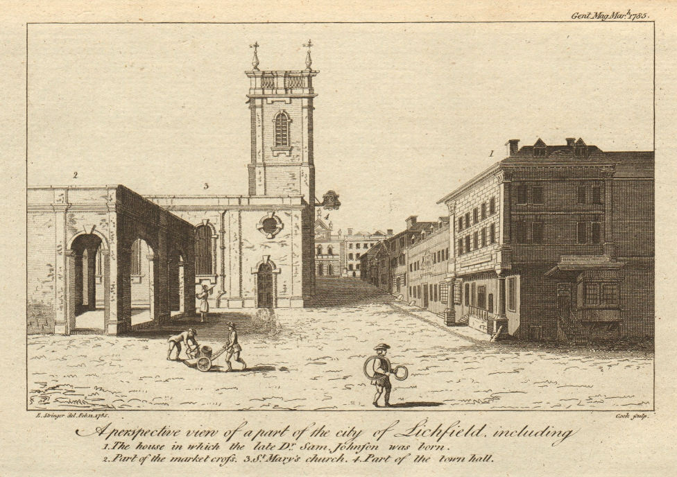 Associate Product Lichfield Samuel Johnson birthplace Market cross St Mary's Church Town Hall 1785