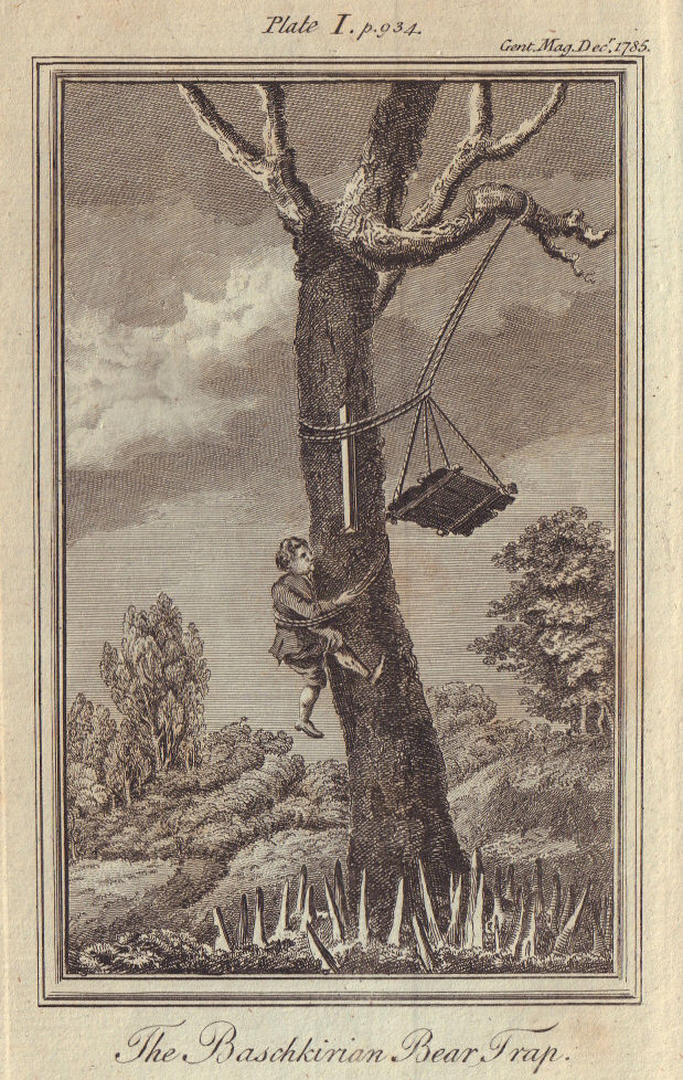 Associate Product The Baschkirian bear trap. Bashkortostan / Bashkiria. Russia 1785 old print
