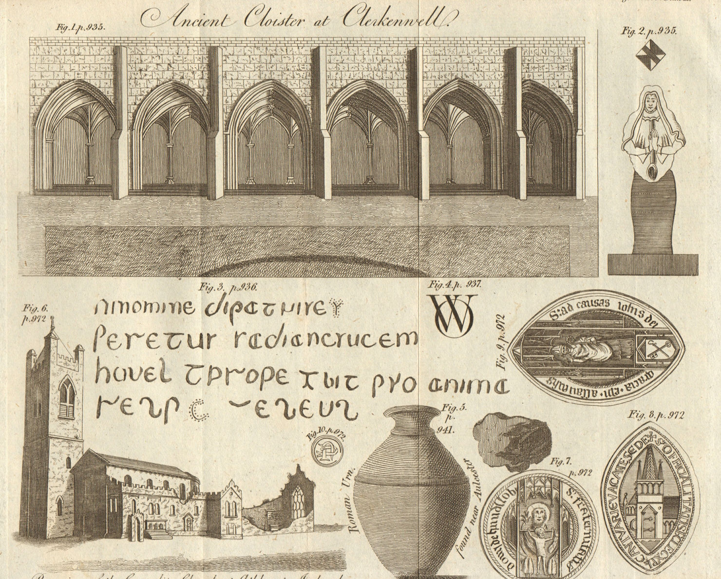 Associate Product Clerkenwell cloister. Aulcester. St James Carmelite church, Athboy 1785 print