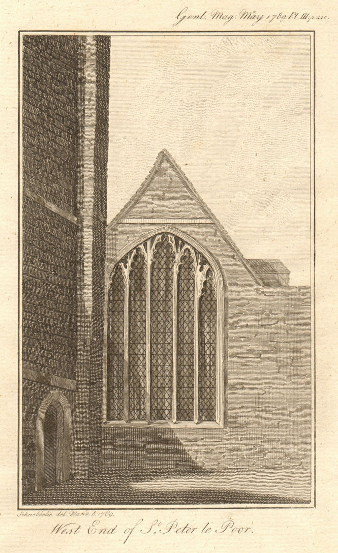 Associate Product St. Peter le Poer church. Demolished 1907. Broad Street, City of London 1789