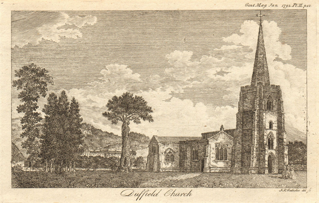 Associate Product Saint Alkmund's Church, Duffield, Derbyshire 1792 old antique print picture
