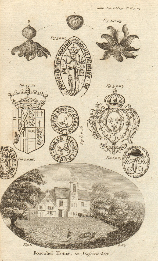 Associate Product Boscobel House, Shropshire. French Arms Quebec. Cromwell funeral escutcheon 1792