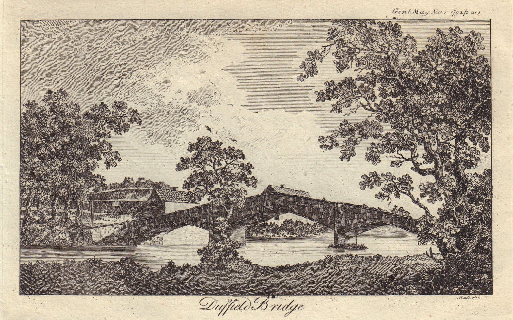 Associate Product Duffield Bridge, Makeney Road. Derbyshire 1792 old antique print picture