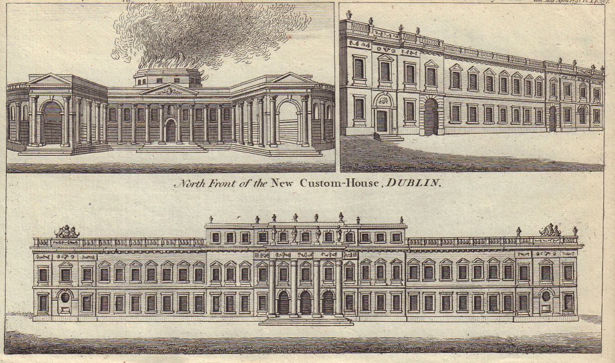 Associate Product Parliament House, Dublin. The new Custom House, Dublin. Ireland 1792 old print