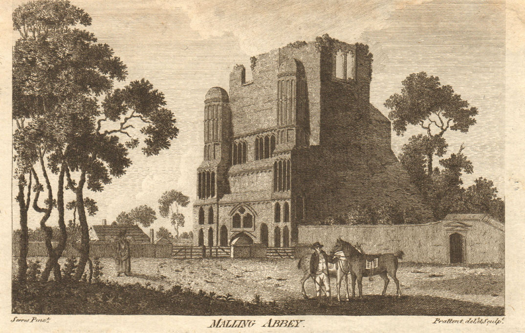 Associate Product Malling Abbey or St Mary's Abbey, Kent 1792 old antique vintage print picture