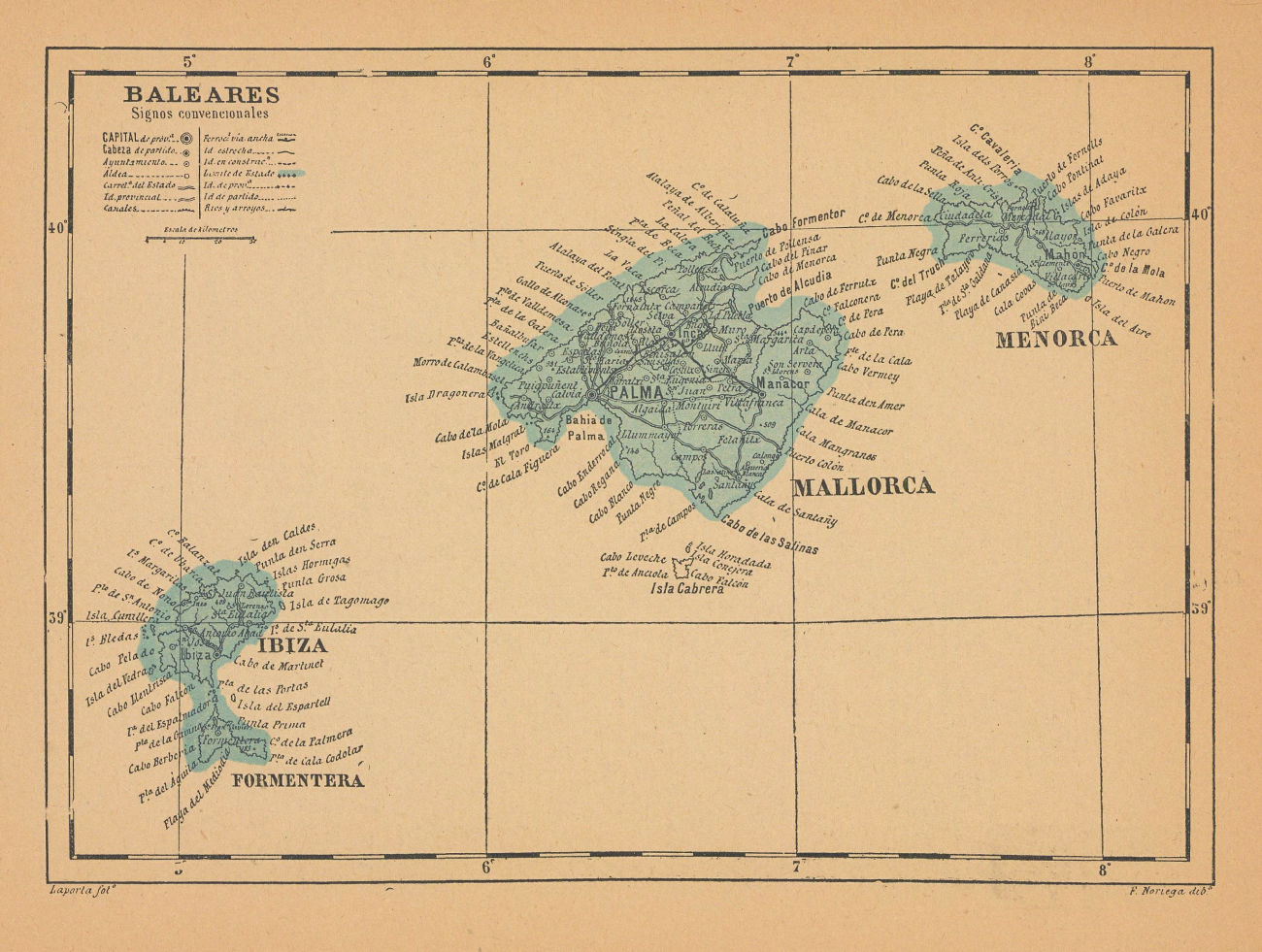 ISLAS BALEARES. ILLES BALEARS. Mallorca Ibiza Menorca. Balearic Islands 1914 map