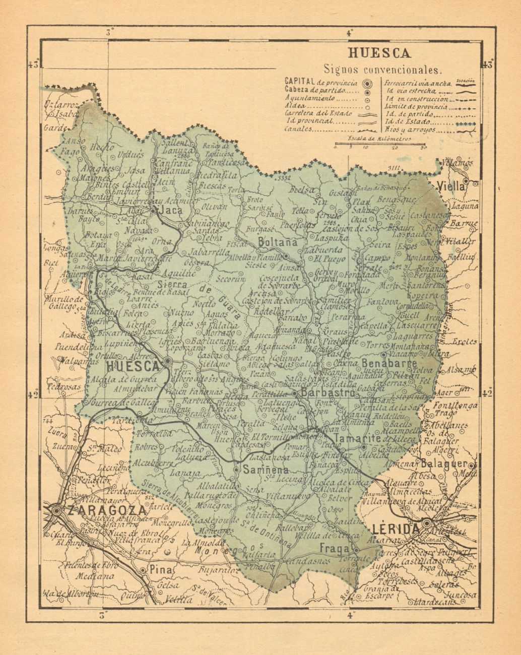 Associate Product HUESCA. Aragon. Mapa antiguo de la provincia 1914 old antique plan chart