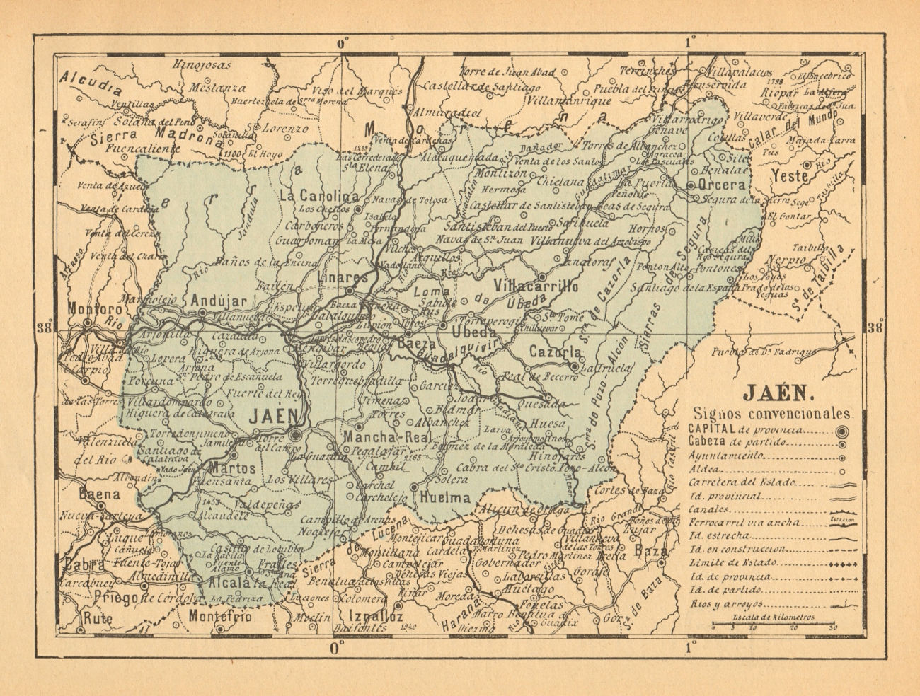 Associate Product JAÉN. Jaen. Andalucia. Mapa antiguo de la provincia 1914 old antique chart