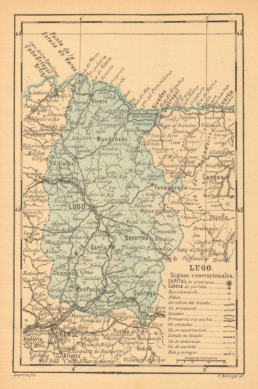 Associate Product LUGO. Galicia. Mapa antiguo de la provincia 1914 old antique plan chart