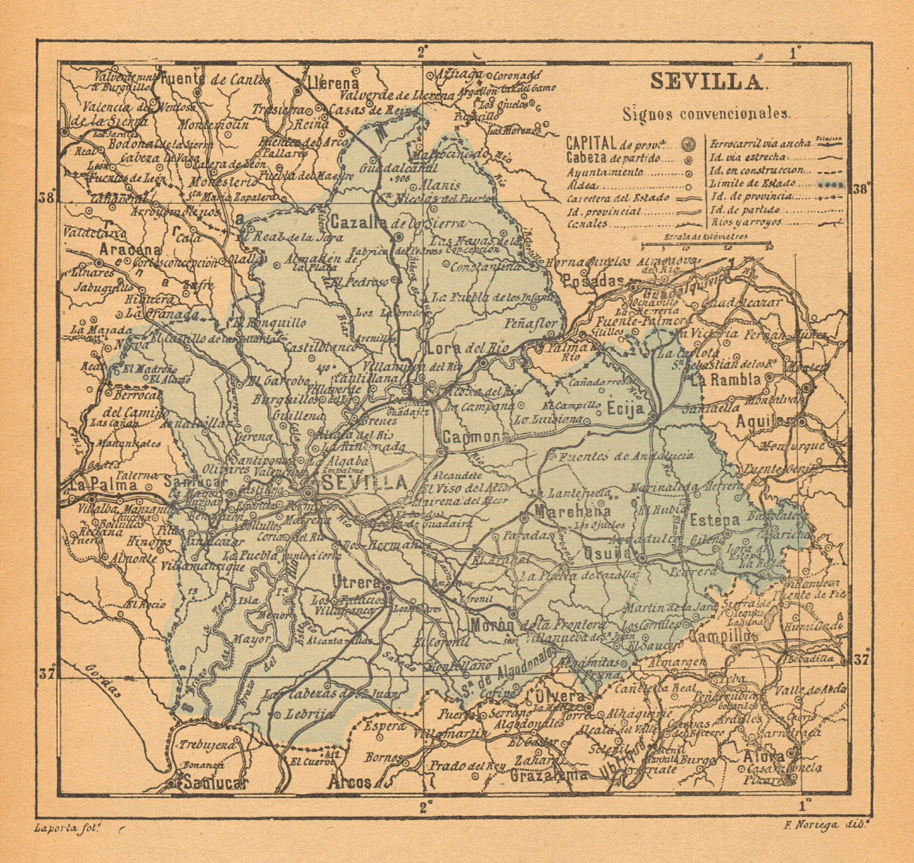 Associate Product SEVILLA. Seville. Andalucia. Mapa antiguo de la provincia 1914 old antique