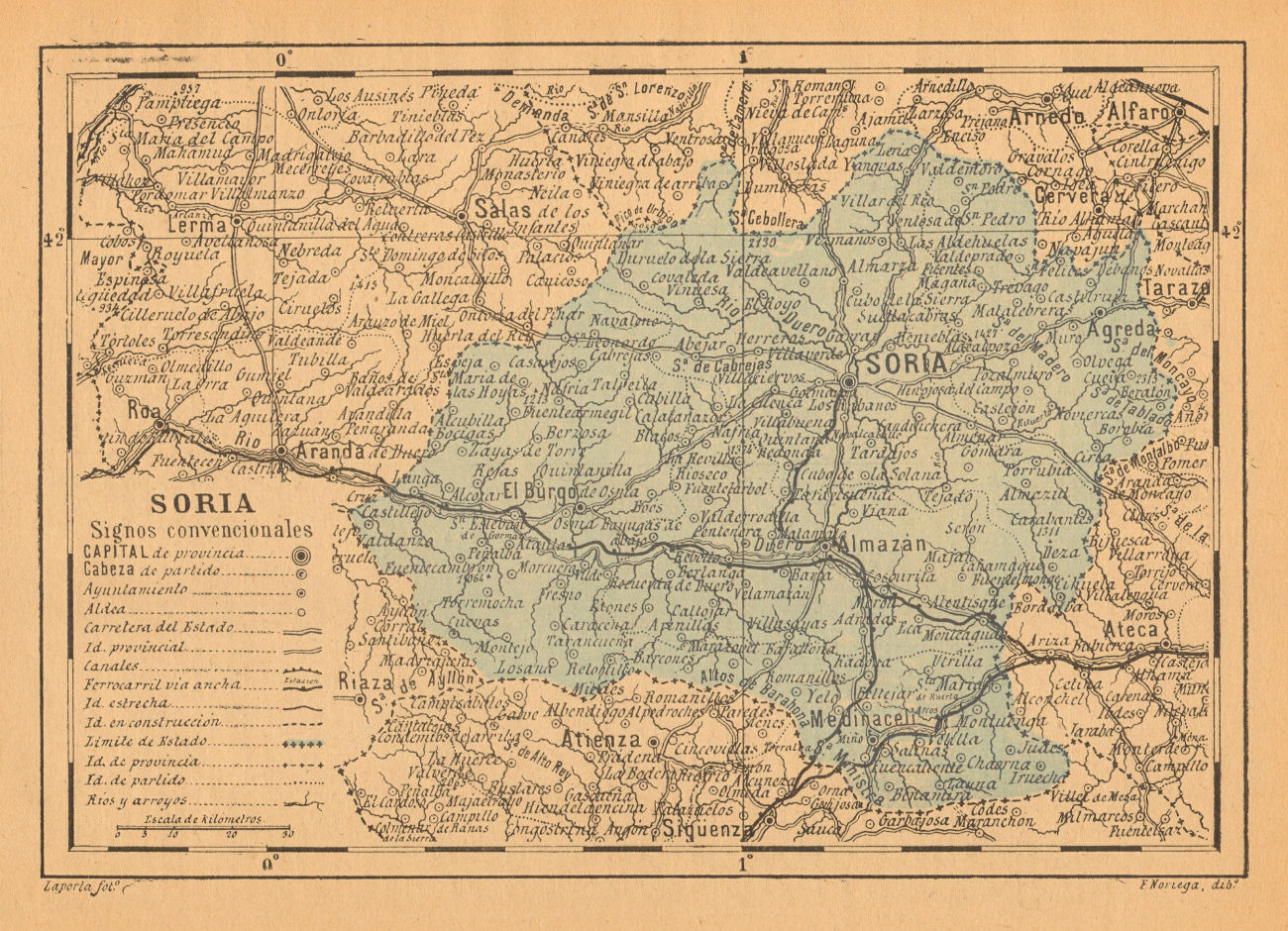 Associate Product SORIA. Castilla y León. Mapa antiguo de la provincia 1914 old antique