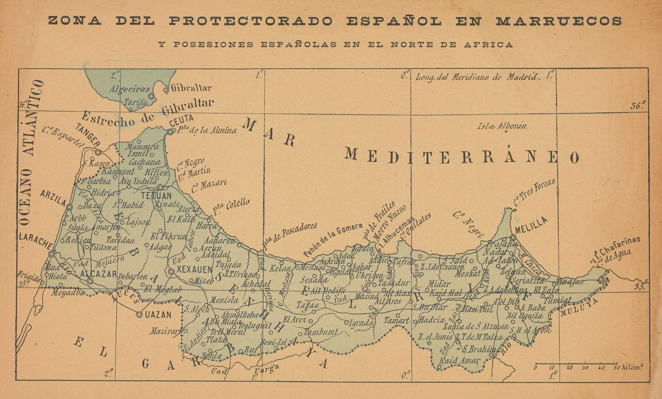 Associate Product Zona del protectorado Español en Marruecos. Spanish Morocco 1914 old map