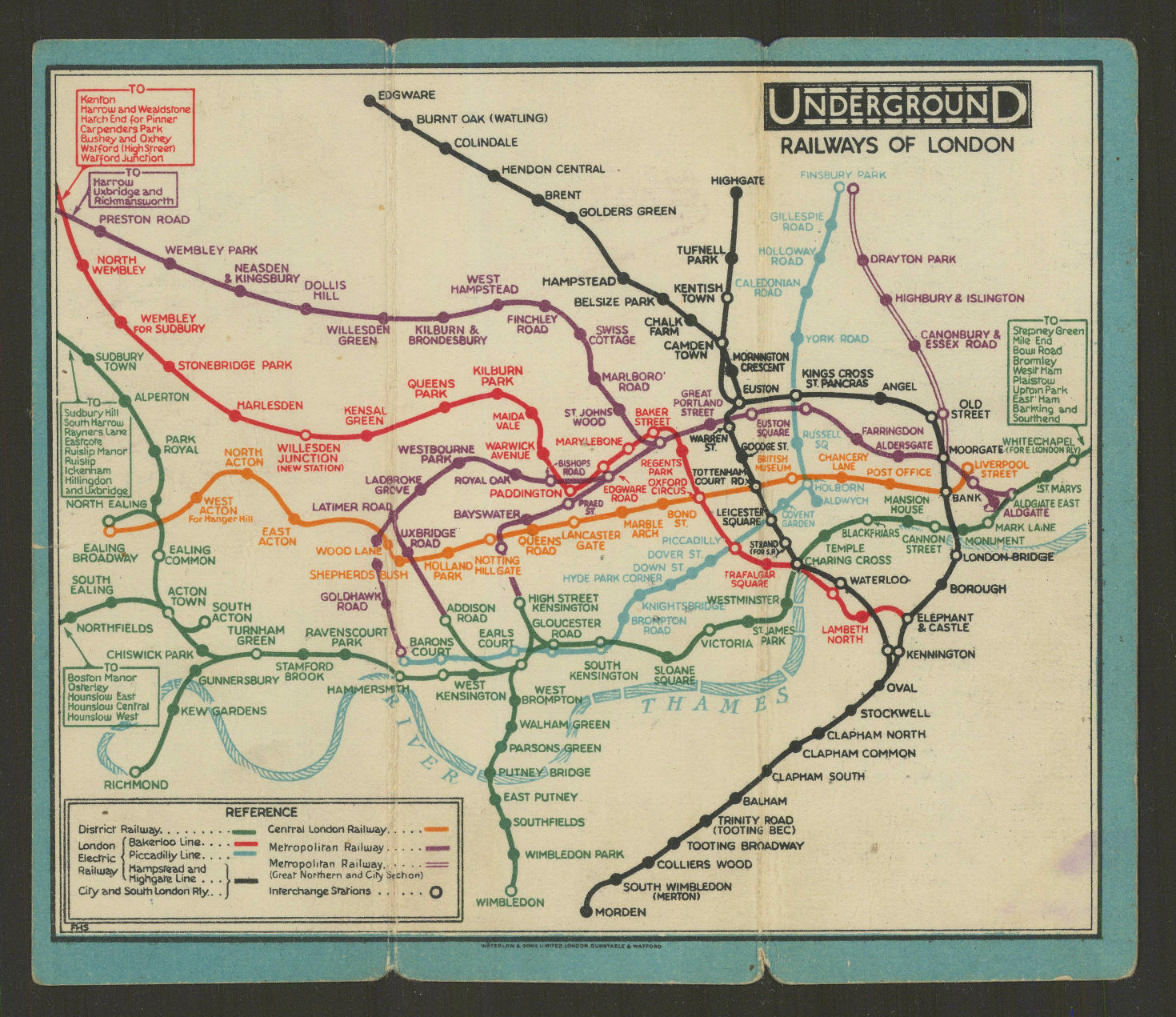 LONDON UNDERGROUND tube map plan diagram. STINGEMORE 1929 old vintage