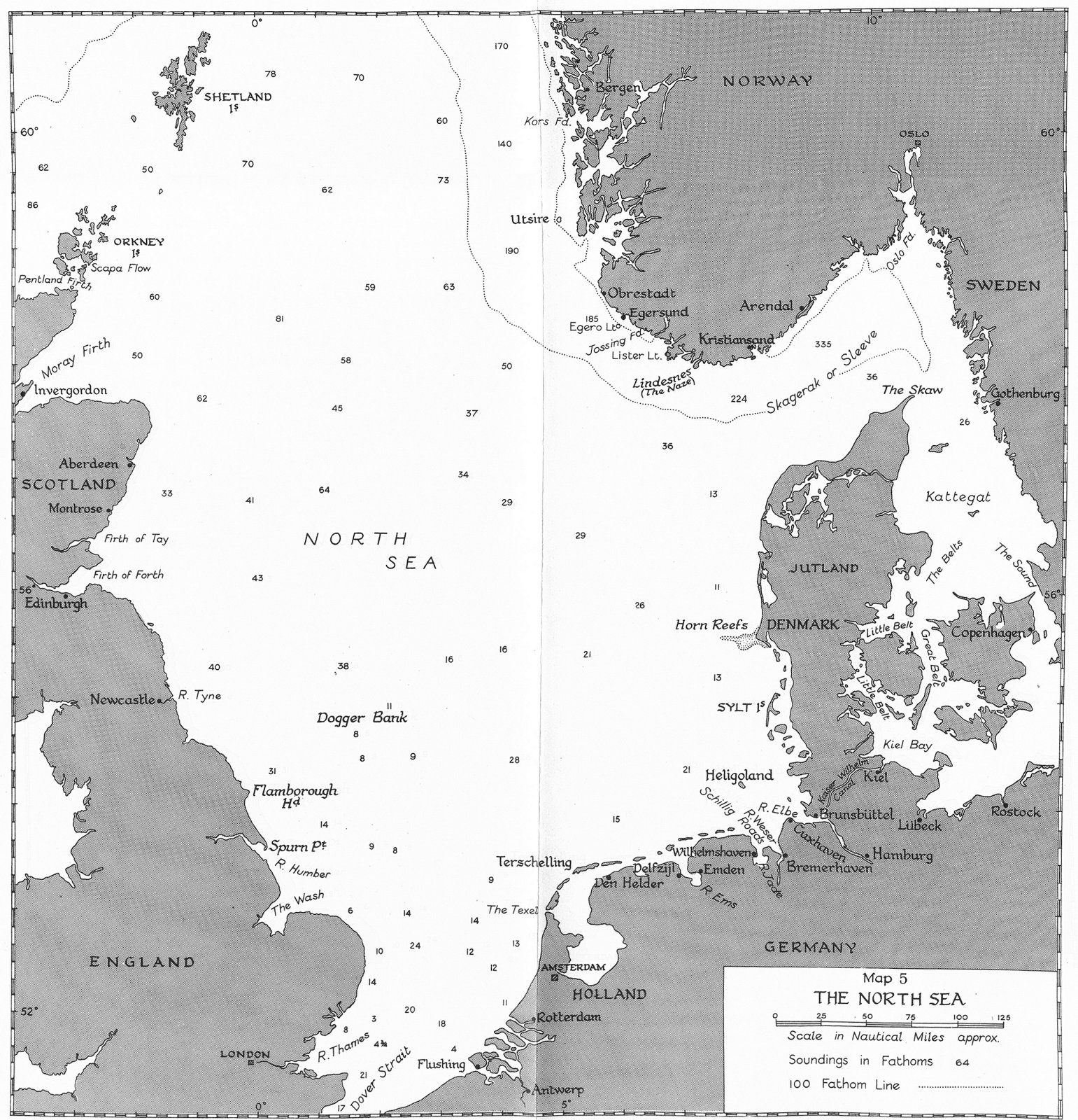 WW2. September-December, 1939. The North sea 1954 old vintage map plan chart