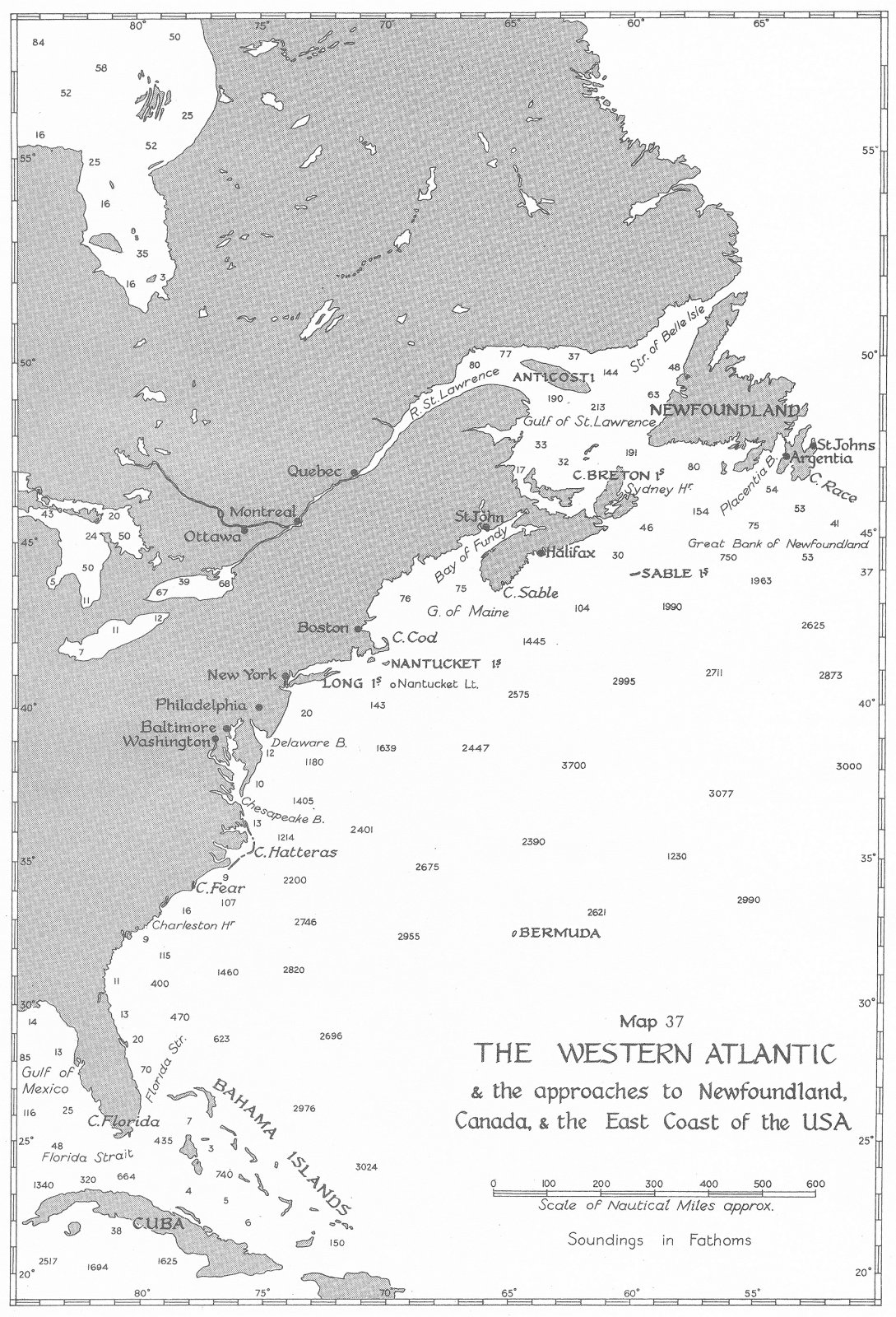 Associate Product BATTLE OF THE ATLANTIC. 1941. Approach to Newfoundland, Canada USA 1954 map