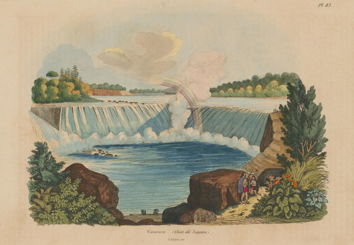 NIAGARA FALLS. Canada. New York. Cataracte (Cataract). Rainbow 1833 old print