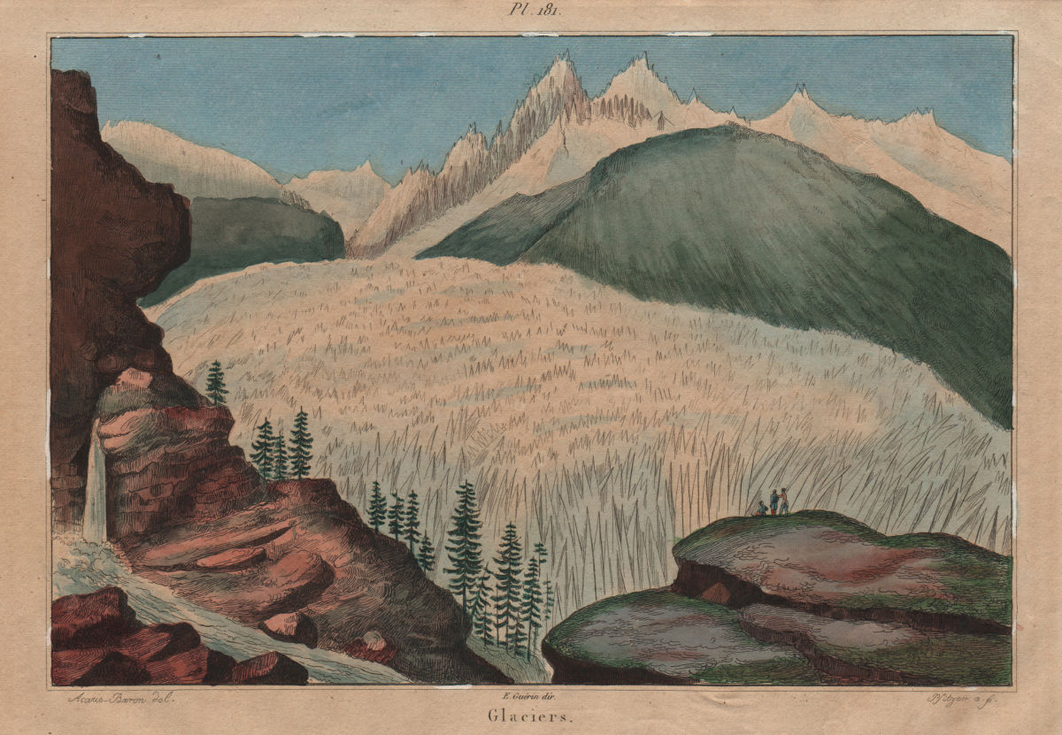 MOUNTAINS. Glaciers 1833 old antique vintage print picture