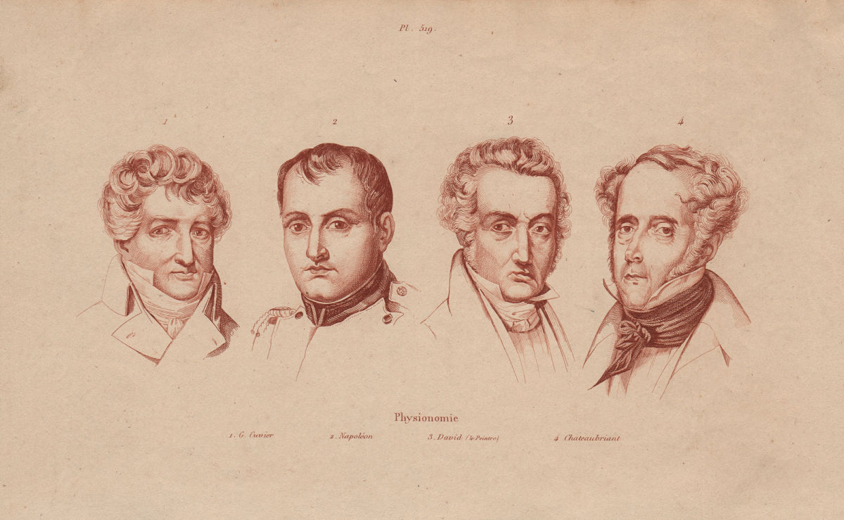Associate Product PHYSIOGNOMY. Cuvier. Napoléon. Jacques-Louis David. Chateaubriant 1833 print