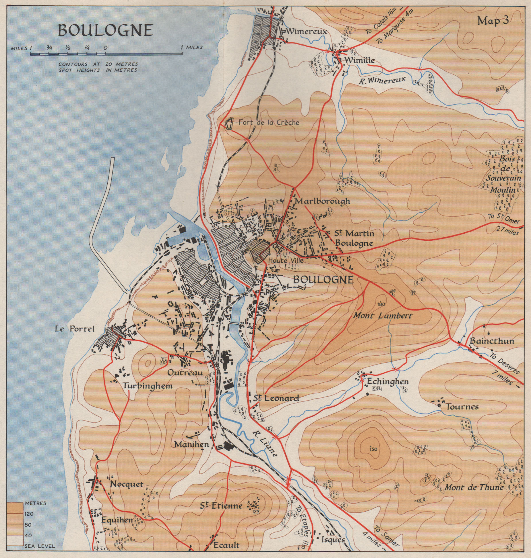 Associate Product BOULOGNE town plan & environs in 1940. Pas-de-Calais. Wimereux Portel 1953 map