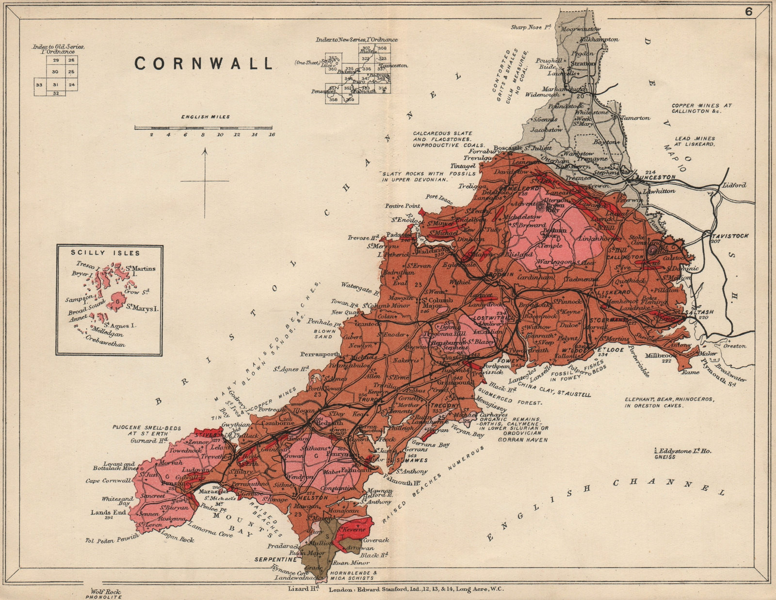 Associate Product CORNWALL Geological map. STANFORD 1913 old antique vintage plan chart
