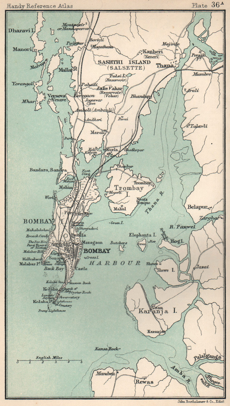 Associate Product Bombay/Mumbai environs. British India. BARTHOLOMEW 1904 old antique map chart