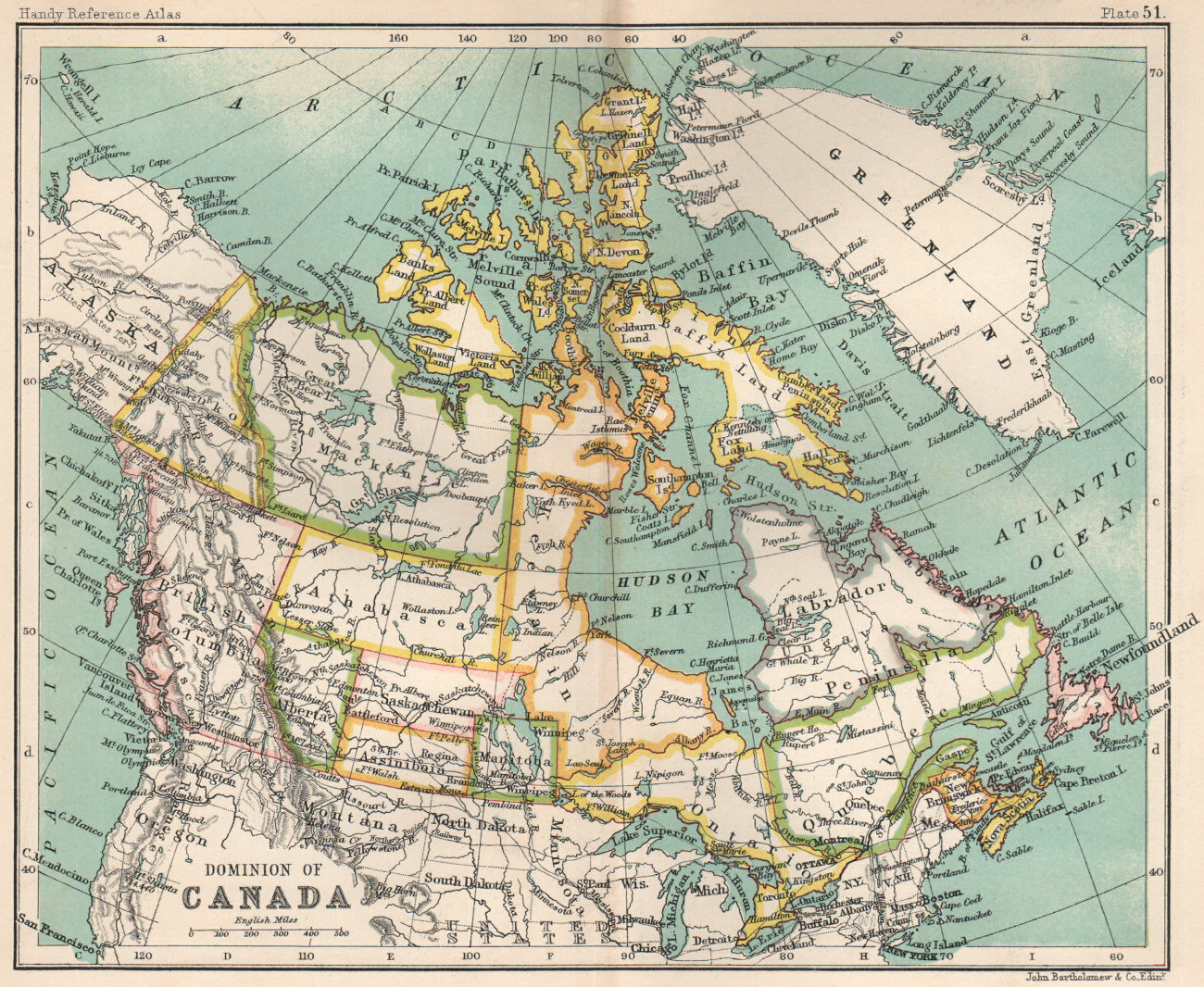 Dominion of Canada. Provinces. BARTHOLOMEW 1904 old antique map plan chart